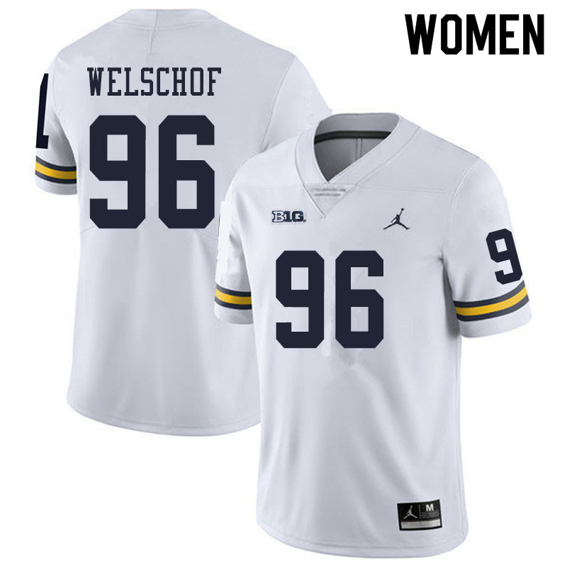 Women #96 Julius Welschof Michigan Wolverines College Football Jerseys Sale-White